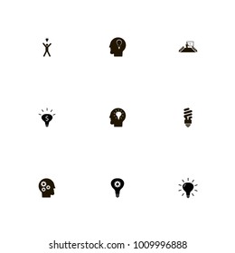 icon set Idea with group, details, bulb and money idea