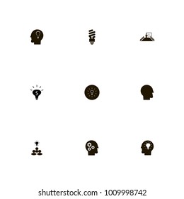 icon set Idea with group idea, presentation, brain and light