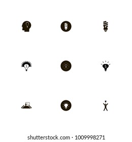 icon set Idea with happiness, group, lighting and illumination