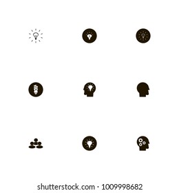 icon set Idea with head, lighting, community and group