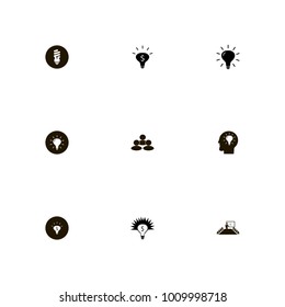 icon set Idea with illumination, hot idea, best idea and money idea