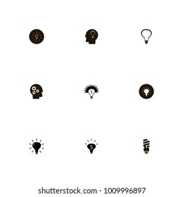 icon set Idea with lamp, gears, electricity and bulb in line