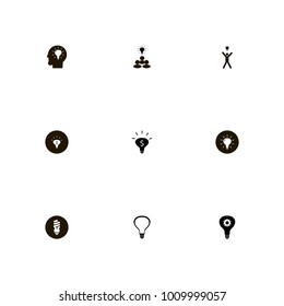 icon set Idea with lamp, money idea, light and bulb in line