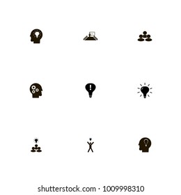 icon set Idea with light, happiness, community and details