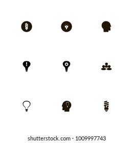 icon set Idea with money idea, black, round and head