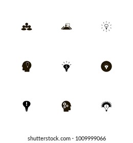 icon set Idea with money idea, brain, details and warrning