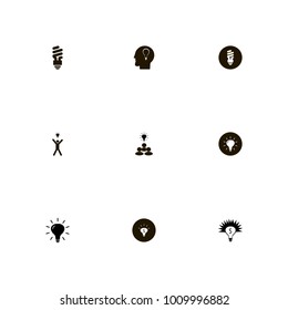 icon set Idea with round, best idea, light and happy