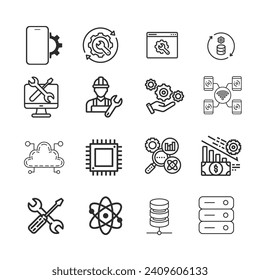 Icono conjunto ilustración vector it Service 