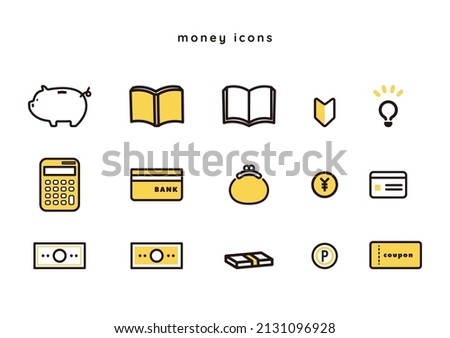 Icon set of illustrations about money. Vector.