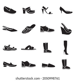 Icon set Ilustration shoes in fashion. shoes collection. for design editable