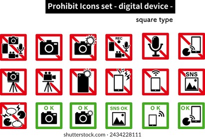 icon set - Image of  Forbidden, Caution, Warning, Allowed things