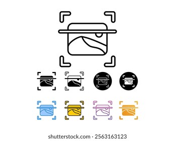 

icon set image scan
 with 9 different styles, line, glyp, flat, gradient etc. suitable for print websites etc. isolated on white background

