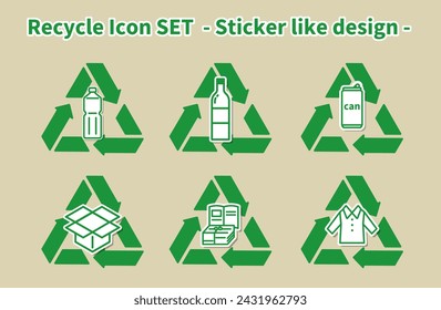 Conjunto de iconos de imágenes de reciclaje, ciclo