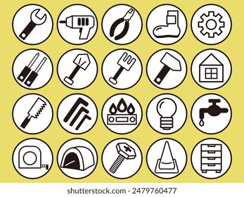 Icon set of images of tools and other home improvement products