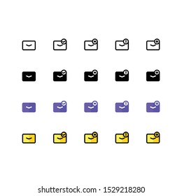 Icon Set Inbox Line - Solid -  FIllet - Flat Style