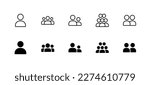 Icon set includes user, person, group, and team icons in a simple linear and solid style.
