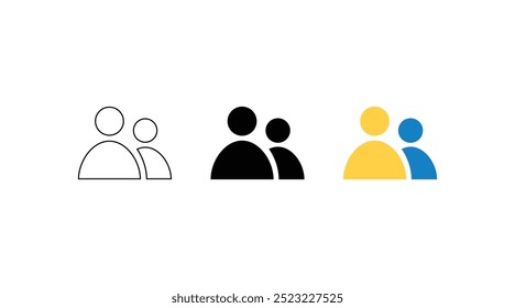 Icon set includes user, person, group, and team icons in a simple linear and solid style. People Icon set in trendy flat style isolated on background.