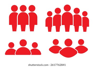 Icon set includes user, person, group, and team icons in a simple linear and solid style. EPS 10.