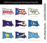 The icon set includes the waving flags of Washington DC, Puerto Rico, US Virgin Islands, Guam, American Samoa, Palau, Northern Mariana Islands, Federated States of Micronesia and Marshall Islands.