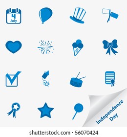 Icon set for Independence Day. Vector illustration.
