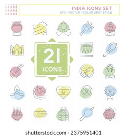 Icon Set India. related to Holiday symbol. Color Spot Style. simple design editable. simple illustration