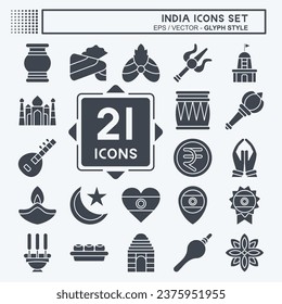 Icon Set India. related to Holiday symbol. glyph style. simple design editable. simple illustration