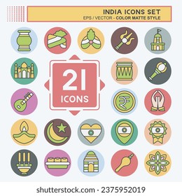 Icon Set India. related to Holiday symbol. color mate style. simple design editable. simple illustration