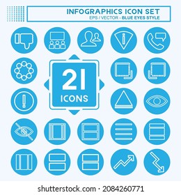 Icon Set Infographics - Blue Eyes Style - Simple illustration,Editable stroke,Design template vector, Good for prints, posters, advertisements, announcements, info graphics, etc.