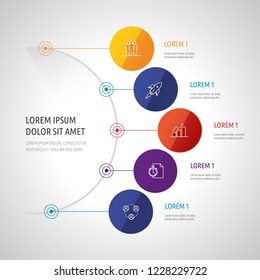 Icon Set and Infographics. Decorative Flags. Color vector time axis. Template with hexagons.