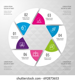 Icon Set and Infographics. Decorative Flags. Color vector time axis. Template with hexagons.