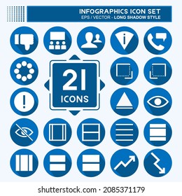 Icon Set Infographics - Long Shadow Style - Simple illustration,Editable stroke,Design template vector, Good for prints, posters, advertisements, announcements, info graphics, etc.