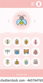 icon set insect vector