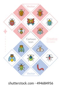 icon set insect vector