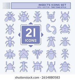 Icon Set Insects. related to Education symbol. two tone style. design editable
