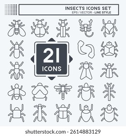 Icon Set Insects. related to Education symbol. line style. design editable