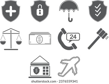 icon set insurance business vector simple ilustration