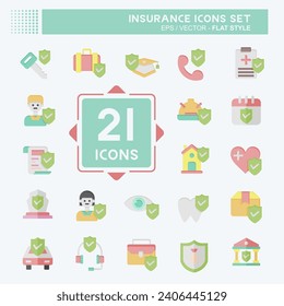 Icon Set Insurance. related to Finance symbol. flat style. simple design editable. simple illustration