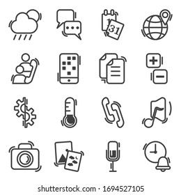 Symbol für die Schnittstelle eines Mobiltelefons oder Gerätes. Stilvolles lineares Design, neues Design. Vektorillustration einzeln auf weißem Hintergrund.