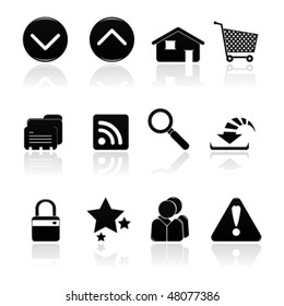 icon set internet black on white