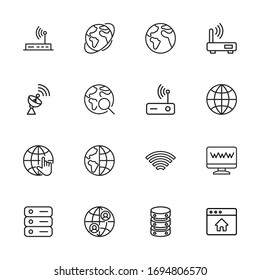 Icon set of internet. Editable vector pictograms isolated on a white background. Trendy outline symbols for mobile apps and website design. Premium pack of icons in trendy line style.