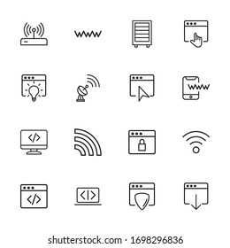 Icon set of internet. Editable vector pictograms isolated on a white background. Trendy outline symbols for mobile apps and website design. Premium pack of icons in trendy line style.