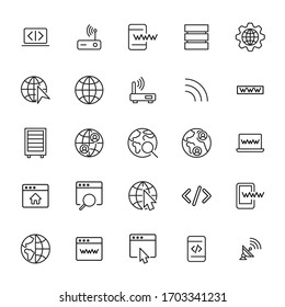 Icon set of internet. Editable vector pictograms isolated on a white background. Trendy outline symbols for mobile apps and website design. Premium pack of icons in trendy line style.
