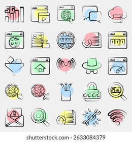 Icon set of internet. Internet network elements. Icon in color spot style.
