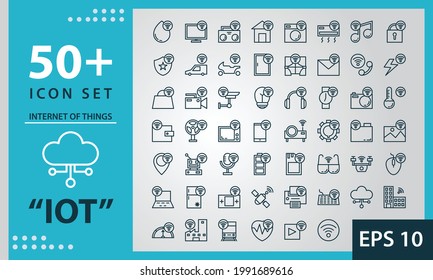 icon set internet of things, outlie style
