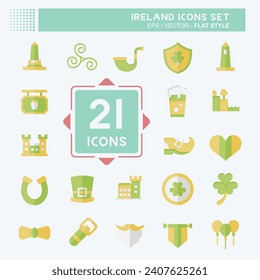 Icon Set Ireland. related to Holiday symbol. flat style. simple design editable. simple illustration