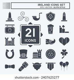 Icon Set Ireland. related to Holiday symbol. glyph style. simple design editable. simple illustration