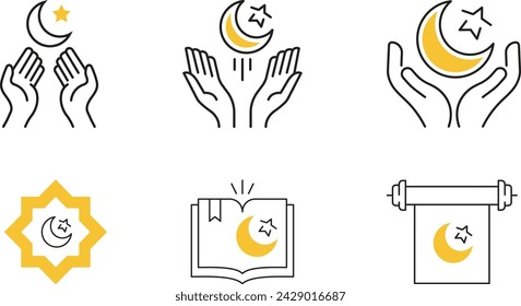 Icon set islamic moon illustration vector 