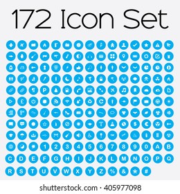 An Icon Set Isolated on Blue Background