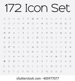 An Icon Set Isolated on Grey Background