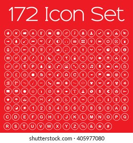 An Icon Set Isolated on Red Background